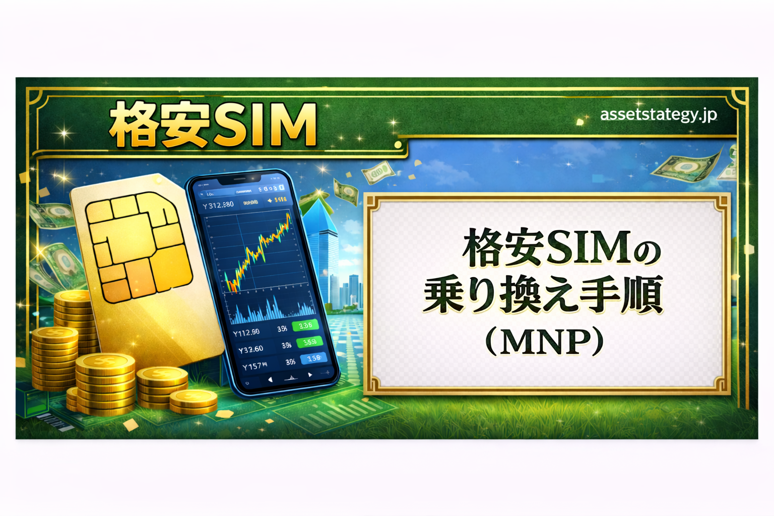 格安SIMの乗り換え手順（MNP）を解説するイメージ画像｜電話番号そのままで格安SIMに乗り換える方法